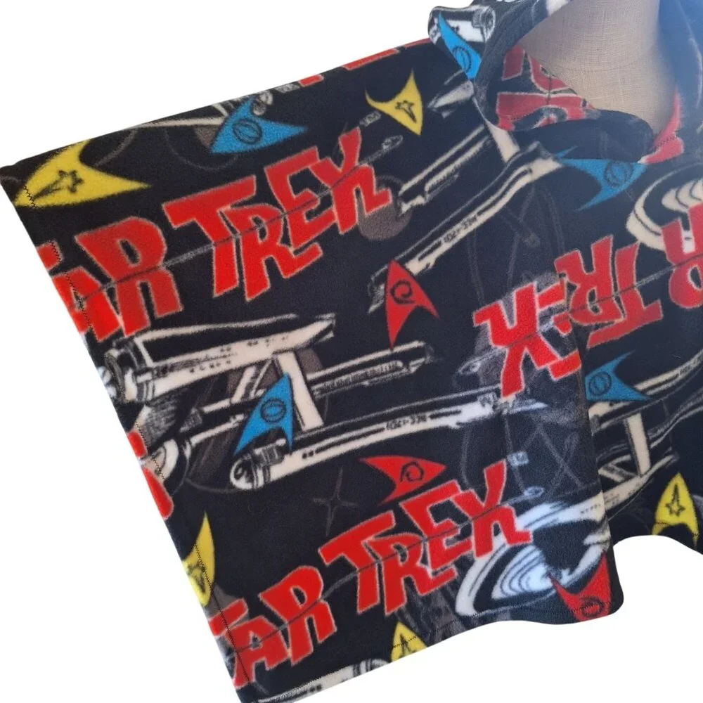 Star Trek Kids Handmade Fleece Hooded Poncho Starship Enterprise Logo - Picture 5 of 10